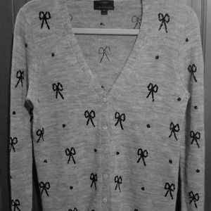 cardigan sweater, gray